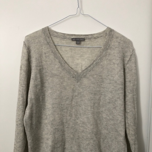 James Perse Los Angeles Gray Knit Cashmere Three Quarter Sleeve Sweater - Picture 2 of 8